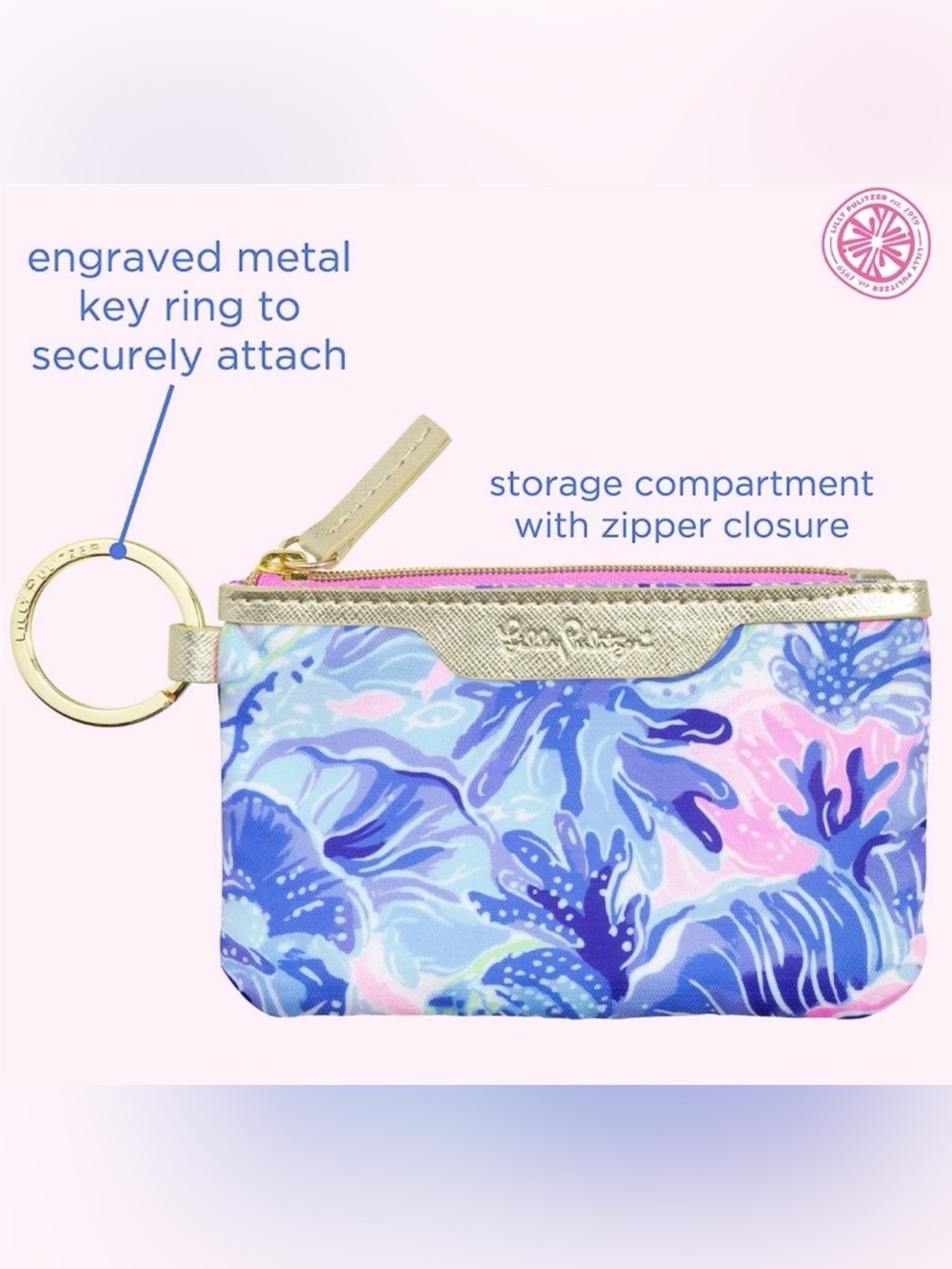 NWOT Lilly Pulitzer Keychain ID Holder Wallet Zip